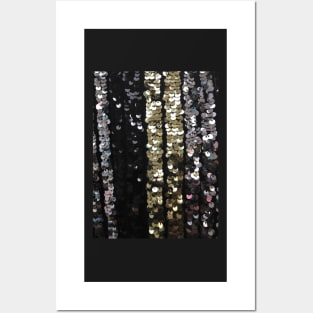 Photographic Image of Sequins in Black, Gold and Silver Posters and Art